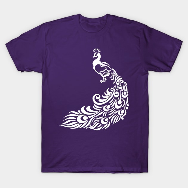 Extravagant White Peacock T-Shirt by CeeGunn